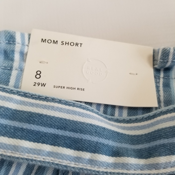 American Eagle Super High Rise Mom Striped Paperbag Waist Shorts 8/29 NWT - Picture 3 of 4